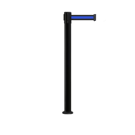 Stanchion Belt Barrier Fixed Base Black Post 9ft.Black/Bl HL Belt